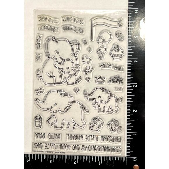 Elephant Parade Baby-Themed Clear Stamps By Lawn Fawn - Picture 2 of 3
